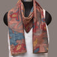 Light Brown Kalamkari Hand Painted Sico Stole with Floral Design - Global Threads | Swadesiicart