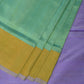 Light Green and Lavender Uppada Silk Handloom Plain Saree with Contrast Pallu Design - Global Threads | Swadesiicart