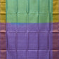 Light Green and Lavender Uppada Silk Handloom Plain Saree with Contrast Pallu Design - Global Threads | Swadesiicart