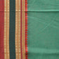 Light Green Bamboo Cotton Plain Saree with Strips Pallu Design No Blouse - Global Threads | Swadesiicart