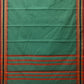 Light Green Bamboo Cotton Plain Saree with Strips Pallu Design No Blouse - Global Threads | Swadesiicart