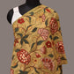 Light Green Kalamkari Hand Painted Cotton Stole with Floral Design - Global Threads | Swadesiicart