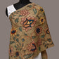 Light Green Kalamkari Hand Painted Sico Stole with Floral Design - Global Threads | Swadesiicart