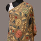 Light Green Kalamkari Hand Painted Woolen Handloom Stole with Floral Design - Global Threads | Swadesiicart