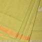 Light Green Khadi Cotton Handloom Saree with Buta and Strip Pallu Design - Global Threads | Swadesiicart