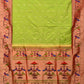 Light Green Paithani Silk Handloom Saree with Peacock-Parrot Border Design - Global Threads | Swadesiicart