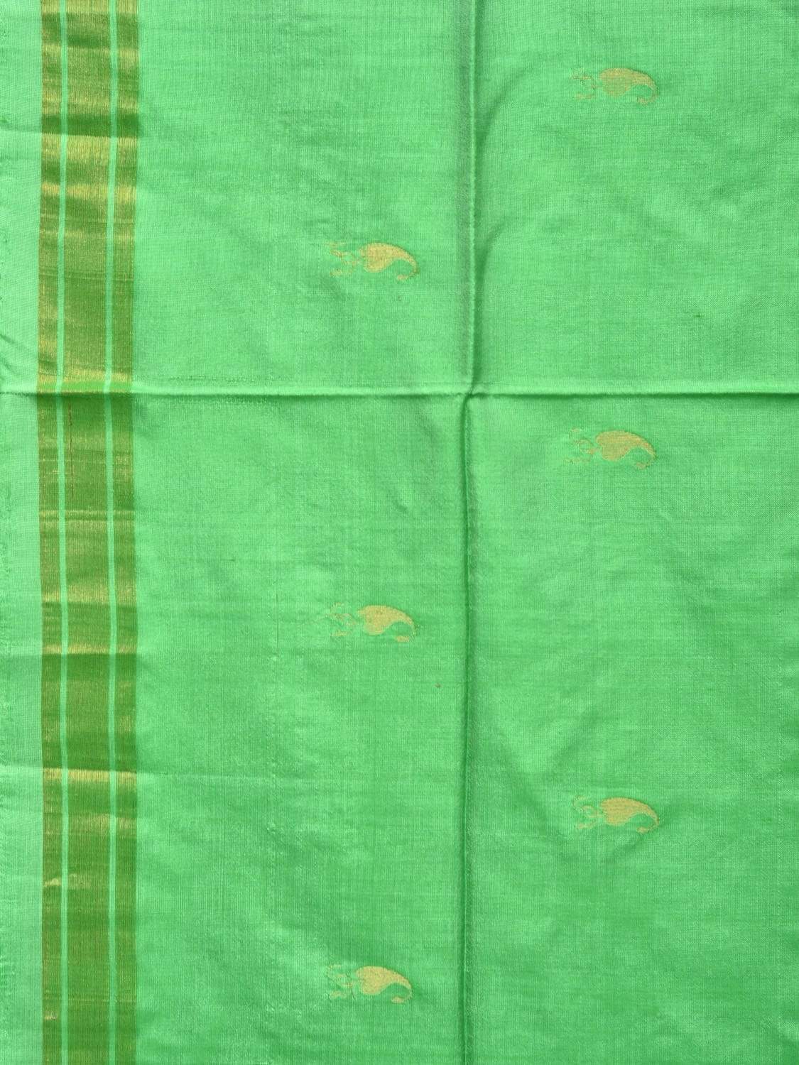 Light Green Uppada Silk Handloom Saree with Karpur Pallu Design - Global Threads | Swadesiicart