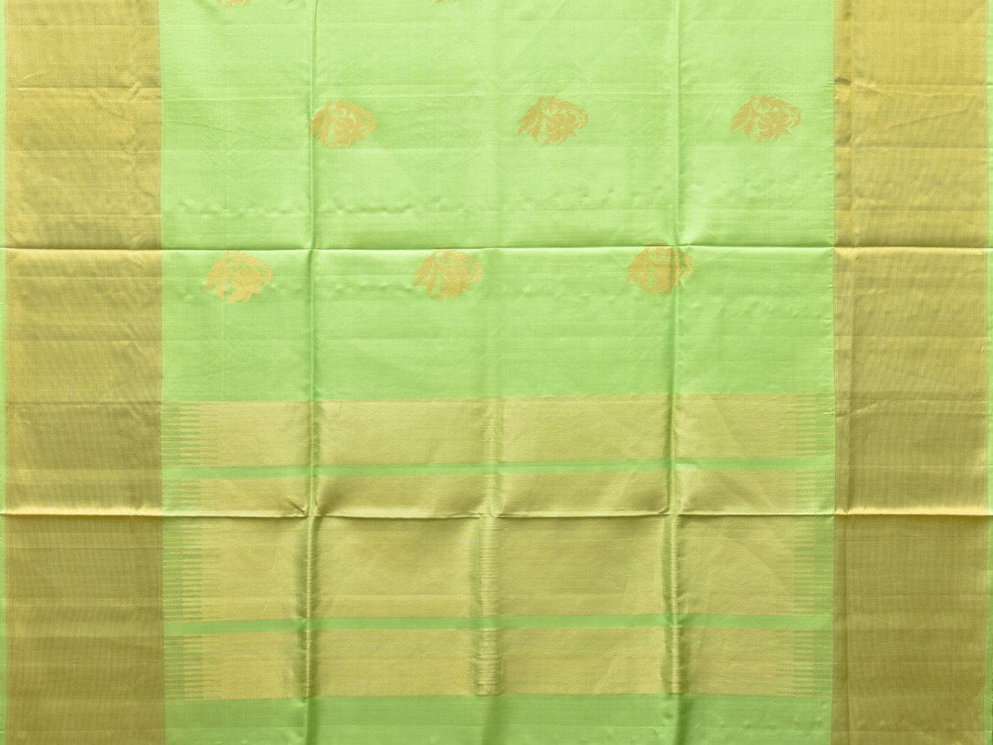 Light Green Uppada Silk Handloom Saree with Nilamabri Buta Design - Global Threads | Swadesiicart
