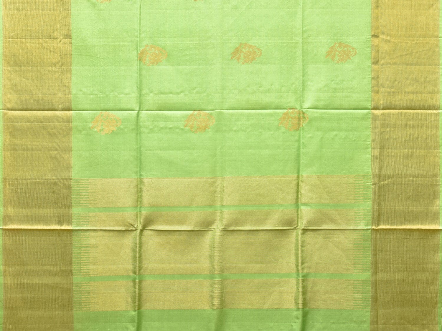 Light Green Uppada Silk Handloom Saree with Nilamabri Buta Design - Global Threads | Swadesiicart