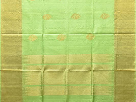 Light Green Uppada Silk Handloom Saree with Nilamabri Buta Design - Global Threads | Swadesiicart