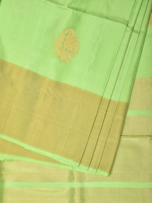Light Green Uppada Silk Handloom Saree with Nilamabri Buta Design - Global Threads | Swadesiicart