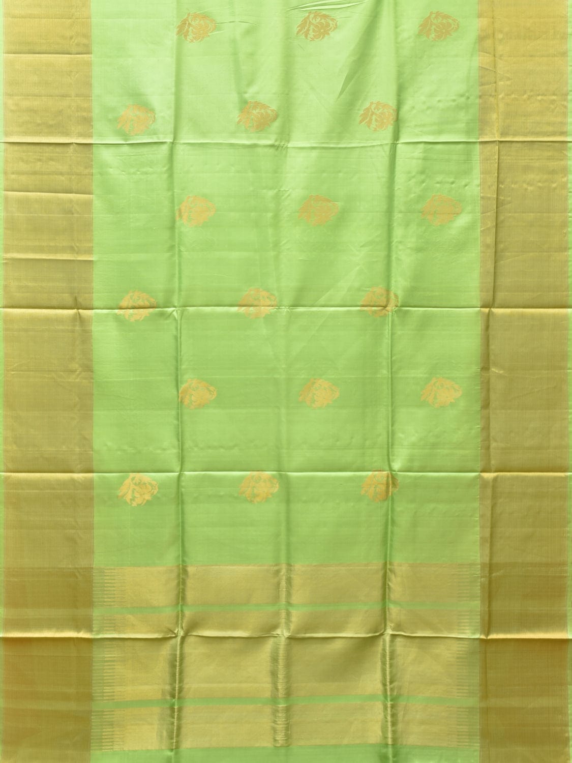 Light Green Uppada Silk Handloom Saree with Nilamabri Buta Design - Global Threads | Swadesiicart
