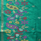 Light Green Uppada Silk Handloom Saree with Peacocks Border and Floral Pallu Design - Global Threads | Swadesiicart