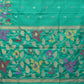 Light Green Uppada Silk Handloom Saree with Peacocks Border and Floral Pallu Design - Global Threads | Swadesiicart