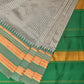Light Grey and Green Narayanpet Silk Handloom Saree with Checks Design No Blouse - Global Threads | Swadesiicart