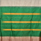 Light Grey and Green Narayanpet Silk Handloom Saree with Checks Design No Blouse - Global Threads | Swadesiicart