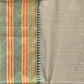 Light Grey and Green Narayanpet Silk Handloom Saree with Checks Design No Blouse - Global Threads | Swadesiicart