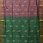Light Grey and Light Green Uppada Silk Handloom Saree with Body Buta and Checks Design - Global Threads | Swadesiicart