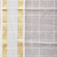 Light Grey Bamboo Cotton Saree with Big Checks and Doby Border Design - Global Threads | Swadesiicart