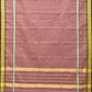 Light Mauve Narayanpet Cotton Handloom Saree with Checks and Big Border Design No Blouse - Global Threads | Swadesiicart