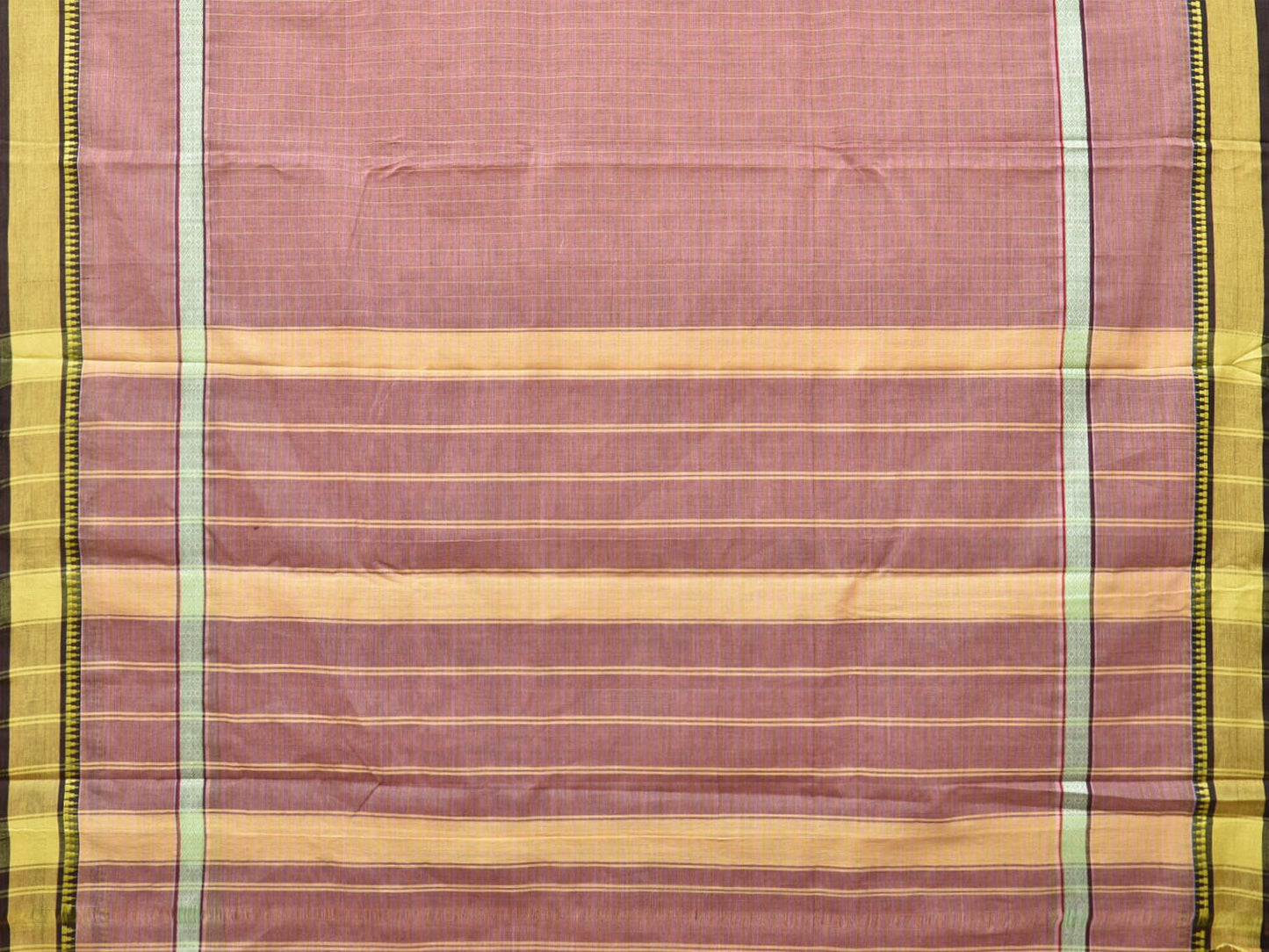 Light Mauve Narayanpet Cotton Handloom Saree with Checks and Big Border Design No Blouse - Global Threads | Swadesiicart