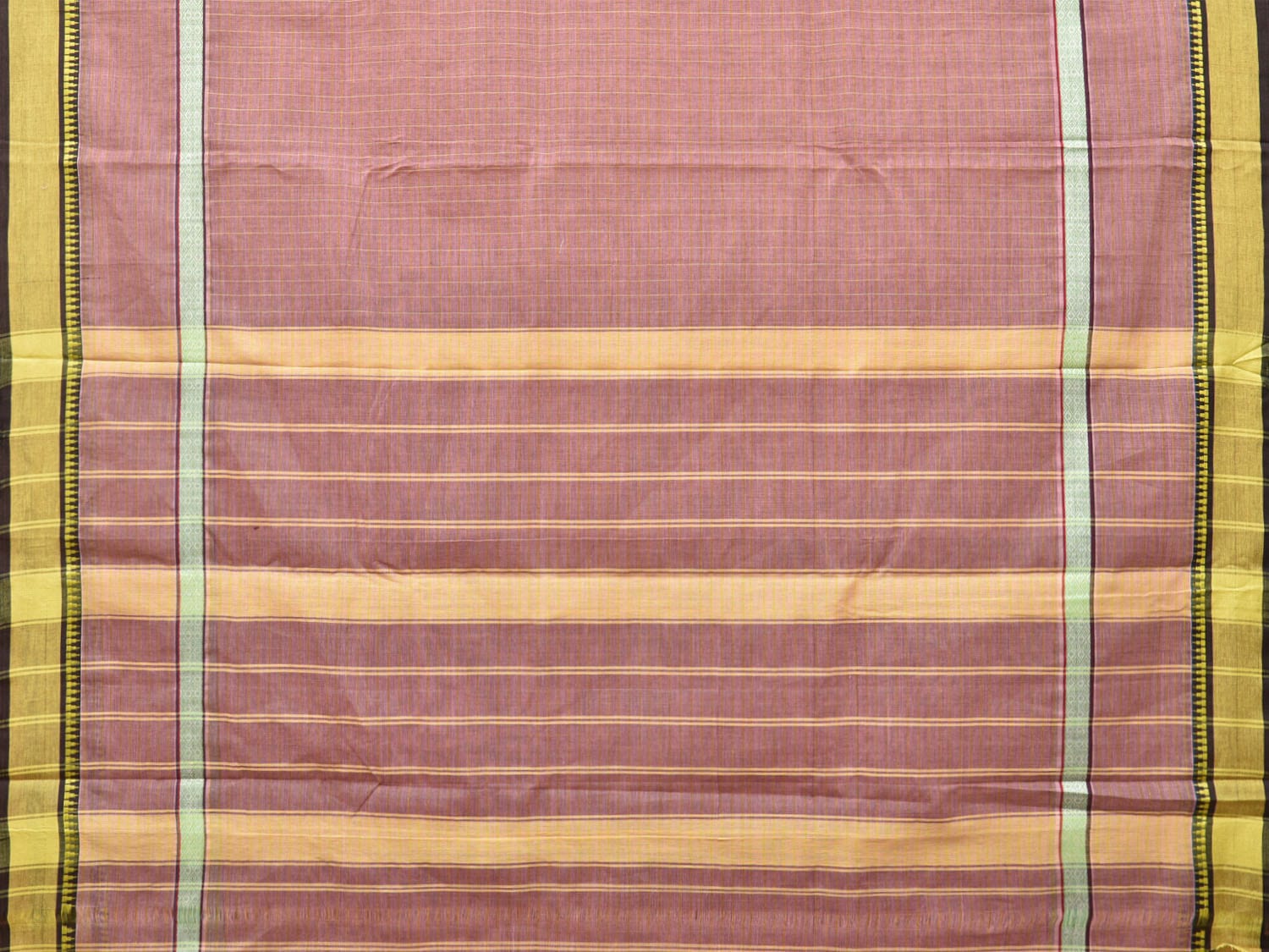 Light Mauve Narayanpet Cotton Handloom Saree with Checks and Big Border Design No Blouse - Global Threads | Swadesiicart