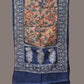 Light Peach and Blue Kalamkari Hand Painted Tussar Handloom Stole with Floral and Embroidery Design - Global Threads | Swadesiicart