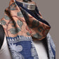 Light Peach and Blue Kalamkari Hand Painted Tussar Handloom Stole with Floral and Embroidery Design - Global Threads | Swadesiicart