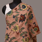 Light Peach Kalamkari Hand Painted Sico Stole with Floral Design - Global Threads | Swadesiicart