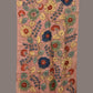 Light Peach Kalamkari Hand Painted Sico Stole with Floral Design - Global Threads | Swadesiicart