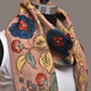 Light Peach Kalamkari Hand Painted Sico Stole with Floral Design - Global Threads | Swadesiicart