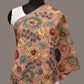 Light Peach Kalamkari Hand Painted Sico Stole with Floral Design - Global Threads | Swadesiicart