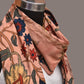 Light Peach Kalamkari Hand Painted Sico Stole with Tree of Life Design - Global Threads | Swadesiicart
