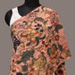 Light Peach Kalamkari Hand Painted Sico Stole with Tree of Life Design - Global Threads | Swadesiicart