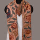 Light Peach Kalamkari Hand Painted Woolen Handloom Stole with Floral and Peacocks Design - Global Threads | Swadesiicart