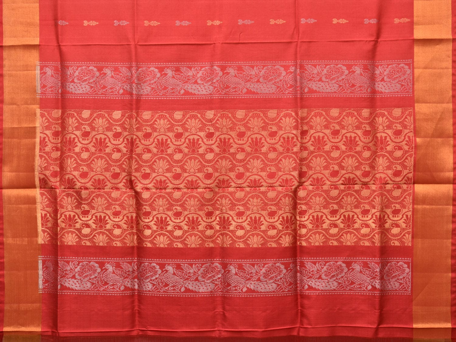 Light Pink and Red Uppada Silk Handloom Saree with Buta and Pallu Design - Global Threads | Swadesiicart