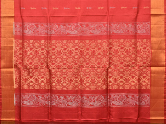 Light Pink and Red Uppada Silk Handloom Saree with Buta and Pallu Design - Global Threads | Swadesiicart