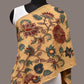 Light Yellow Kalamkari Hand Painted Cotton Stole with Floral Design - Global Threads | Swadesiicart
