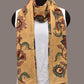 Light Yellow Kalamkari Hand Painted Cotton Stole with Floral Design - Global Threads | Swadesiicart