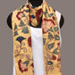 Light Yellow Kalamkari Hand Painted Sico Stole with Floral Design - Global Threads | Swadesiicart