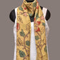 Light Yellow Kalamkari Hand Painted Sico Stole with Floral Design - Global Threads | Swadesiicart