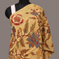 Light Yellow Kalamkari Hand Painted Sico Stole with Floral Design - Global Threads | Swadesiicart