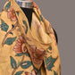 Light Yellow Kalamkari Hand Painted Sico Stole with Floral Design - Global Threads | Swadesiicart
