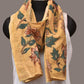 Light Yellow Kalamkari Hand Painted Sico Stole with Floral Design - Global Threads | Swadesiicart