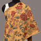 Light Yellow Kalamkari Hand Painted Sico Stole with Floral Design - Global Threads | Swadesiicart