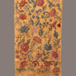 Light Yellow Kalamkari Hand Painted Sico Stole with Floral Design - Global Threads | Swadesiicart