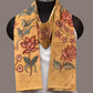 Light Yellow Kalamkari Hand Painted Sico Stole with Floral Design - Global Threads | Swadesiicart