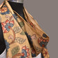 Light Yellow Kalamkari Hand Painted Sico Stole with Lotus Flowers Design - Global Threads | Swadesiicart