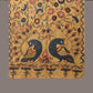 Light Yellow Kalamkari Hand Painted Silk Handloom Dupatta with Floral and Peacocks Design - Global Threads | Swadesiicart