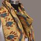 Light Yellow Kalamkari Hand Painted Silk Handloom Dupatta with Floral and Peacocks Design - Global Threads | Swadesiicart